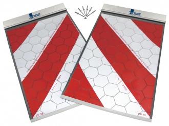 Satz Warnflaggen L+R CE/TÜV, Haco p.f.: v.Herst.H&S-Logo 